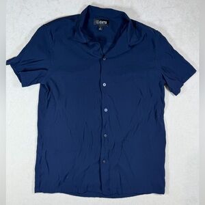 Cuts Clothing Size Large Performance Stretch Cotton Lightweight slim Blue Shirt